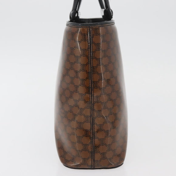 CELINE Macadam Canvas Hand Bag Vinyl Brown Gold Auth bs34426