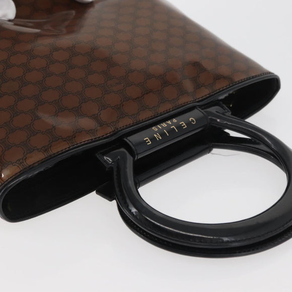 CELINE Macadam Canvas Hand Bag Vinyl Brown Gold Auth bs34426