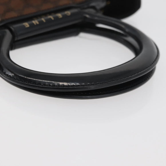 CELINE Macadam Canvas Hand Bag Vinyl Brown Gold Auth bs34426