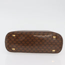 CELINE Macadam Canvas Hand Bag Vinyl Brown Gold Auth bs34426-5