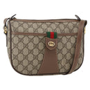 GUCCI GG Supreme Web Sherry Line Shoulder Bag PVC Beige Gold Auth bs34427-1