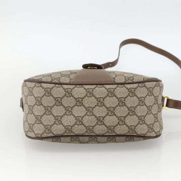 GUCCI GG Supreme Web Sherry Line Shoulder Bag PVC Beige Gold Auth bs34427