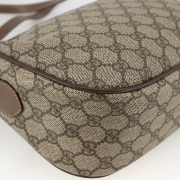 GUCCI GG Supreme Web Sherry Line Shoulder Bag PVC Beige Gold Auth bs34427