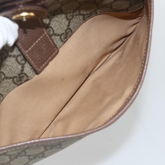 GUCCI GG Supreme Web Sherry Line Shoulder Bag PVC Beige Gold Auth bs34427