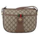 GUCCI GG Supreme Web Sherry Line Shoulder Bag PVC Beige Gold Auth bs34427-13