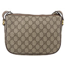 GUCCI GG Supreme Web Sherry Line Shoulder Bag PVC Beige Gold Auth bs34427-2