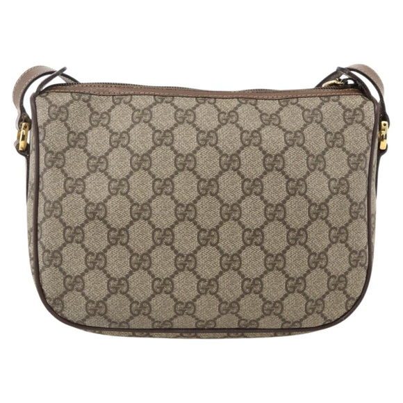 GUCCI GG Supreme Web Sherry Line Shoulder Bag PVC Beige Gold Auth bs34427