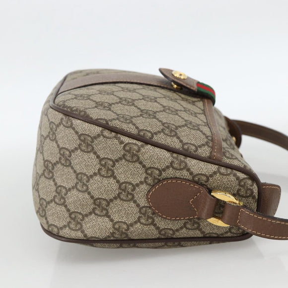 GUCCI GG Supreme Web Sherry Line Shoulder Bag PVC Beige Gold Auth bs34427