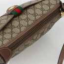 GUCCI GG Supreme Web Sherry Line Shoulder Bag PVC Beige Gold Auth bs34427-6