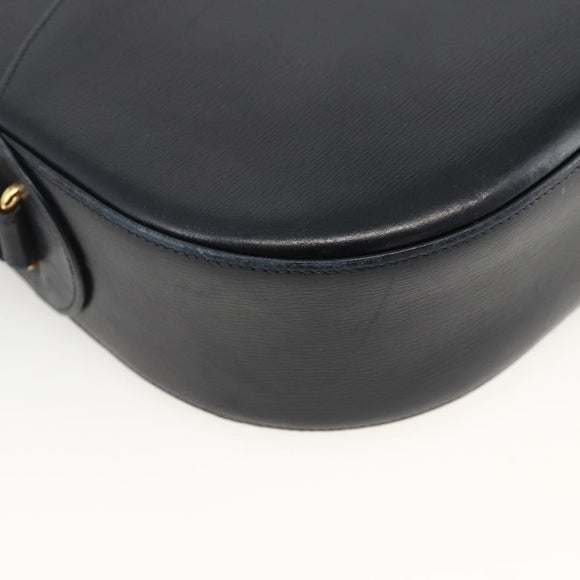 CARTIER Shoulder Bag Leather Navy Gold Auth bs34428