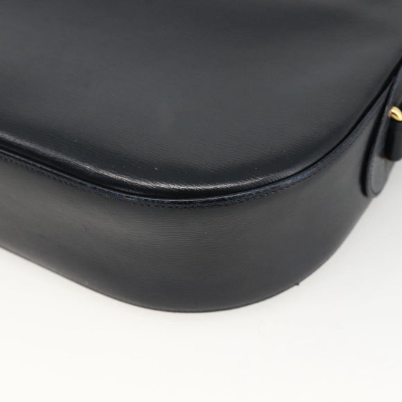 CARTIER Shoulder Bag Leather Navy Gold Auth bs34428
