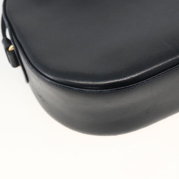 CARTIER Shoulder Bag Leather Navy Gold Auth bs34428