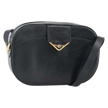 CARTIER Shoulder Bag Leather Navy Gold Auth bs34428