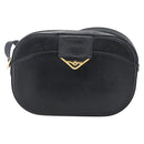 CARTIER Shoulder Bag Leather Navy Gold Auth bs34428-13
