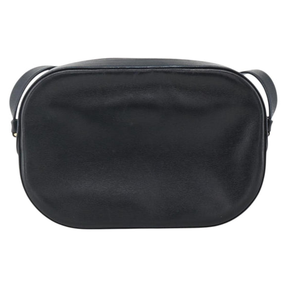 CARTIER Shoulder Bag Leather Navy Gold Auth bs34428