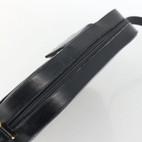 CARTIER Shoulder Bag Leather Navy Gold Auth bs34428