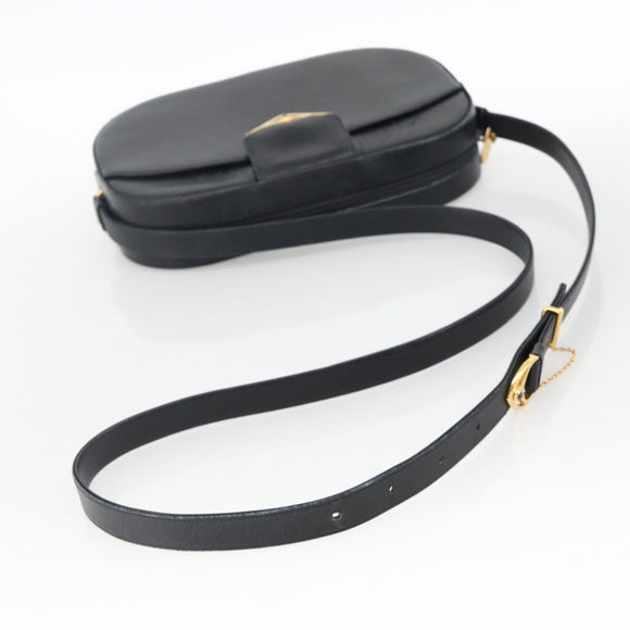 CARTIER Shoulder Bag Leather Navy Gold Auth bs34428