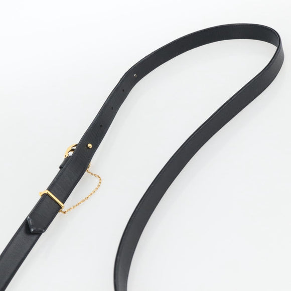 CARTIER Shoulder Bag Leather Navy Gold Auth bs34428