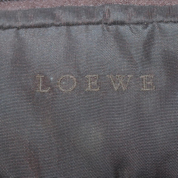 LOEWE Business Bag Nylon 2way Brown Silver Auth bs34429