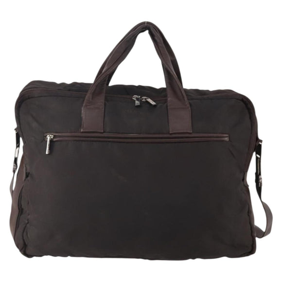LOEWE Business Bag Nylon 2way Brown Silver Auth bs34429
