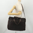 LOEWE Business Bag Nylon 2way Brown Silver Auth bs34429-25
