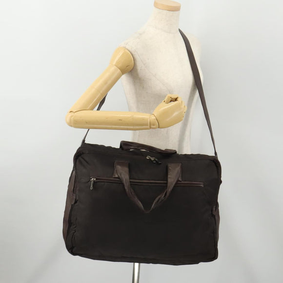 LOEWE Business Bag Nylon 2way Brown Silver Auth bs34429