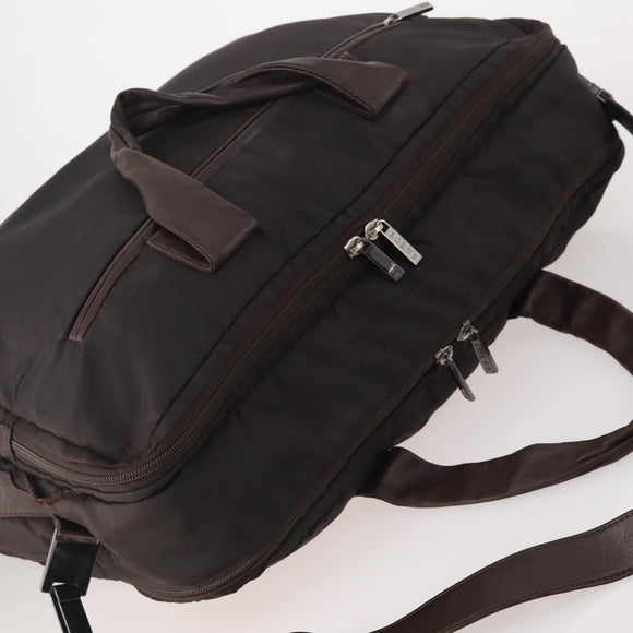 LOEWE Business Bag Nylon 2way Brown Silver Auth bs34429
