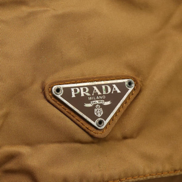 PRADA Shoulder Bag Nylon Brown Silver Auth bs34431
