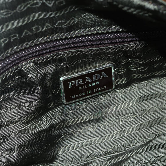 PRADA Shoulder Bag Nylon Brown Silver Auth bs34431