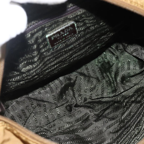 PRADA Shoulder Bag Nylon Brown Silver Auth bs34431