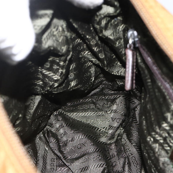 PRADA Umhängetasche Nylon Braun Silber Auth bs34431