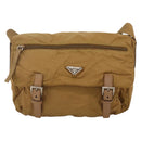 PRADA Shoulder Bag Nylon Brown Silver Auth bs34431-13