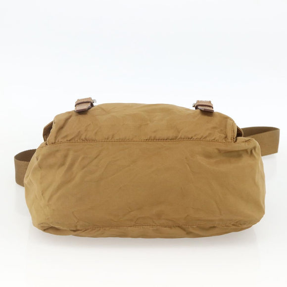 PRADA Umhängetasche Nylon Braun Silber Auth bs34431