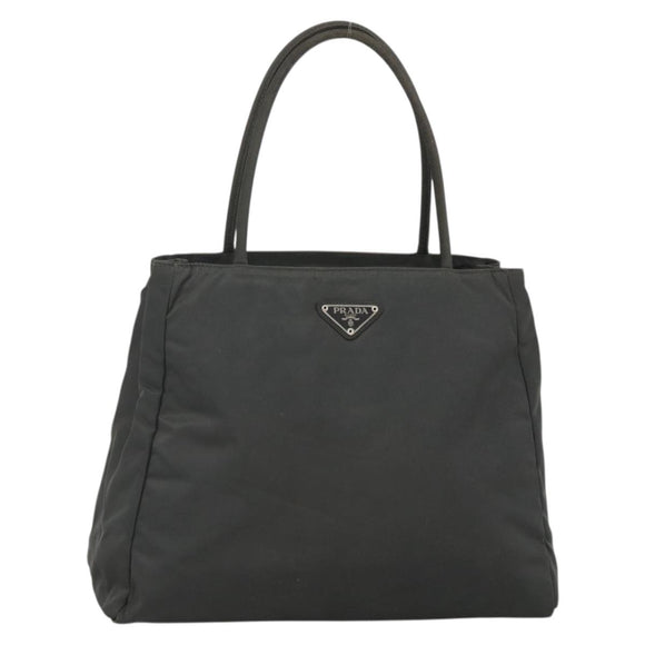 PRADA Hand Bag Nylon Gray Silver Auth bs34432