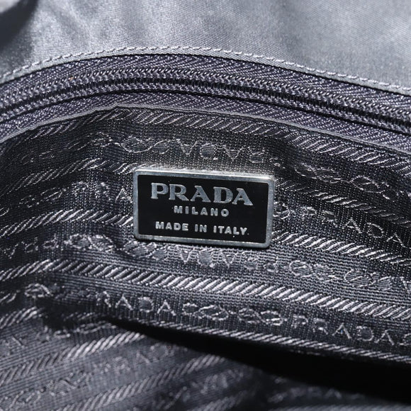 PRADA Hand Bag Nylon Gray Silver Auth bs34432