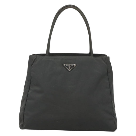 PRADA Hand Bag Nylon Gray Silver Auth bs34432