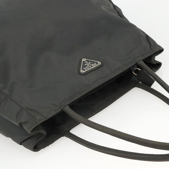 PRADA Hand Bag Nylon Gray Silver Auth bs34432