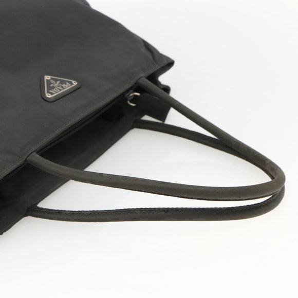 PRADA Hand Bag Nylon Gray Silver Auth bs34432
