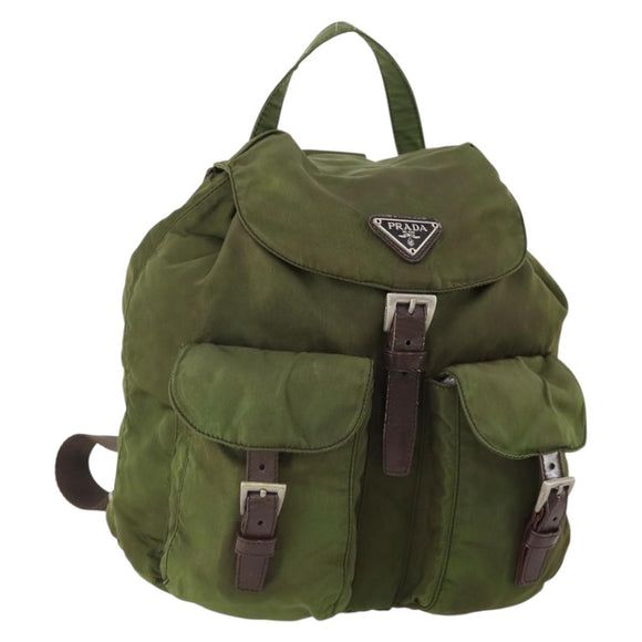 PRADA Backpack Nylon Green Silver Auth bs34433