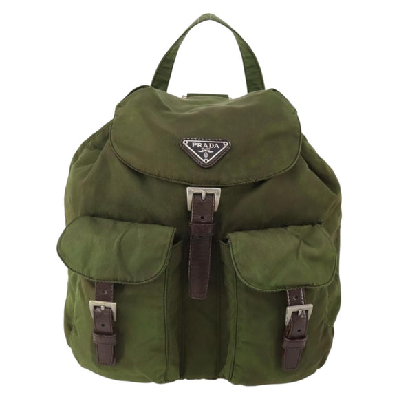 PRADA Backpack Nylon Green Silver Auth bs34433