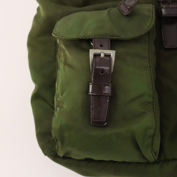 PRADA Backpack Nylon Green Silver Auth bs34433