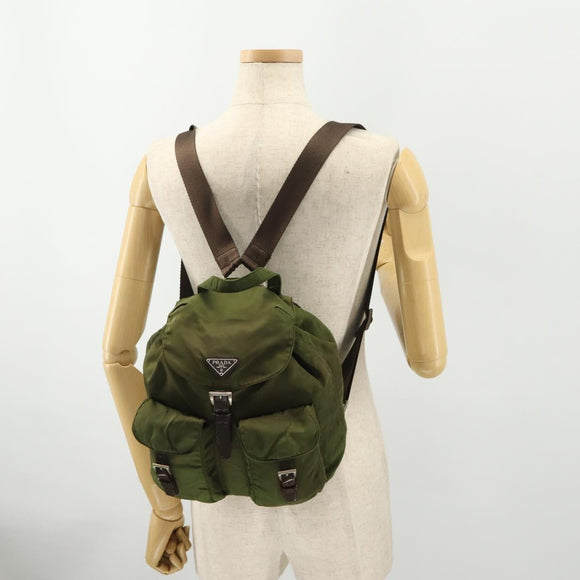 PRADA Backpack Nylon Green Silver Auth bs34433