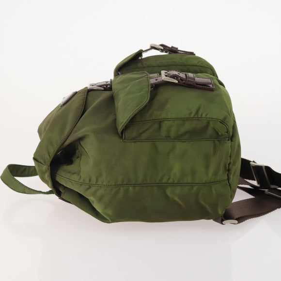 PRADA Backpack Nylon Green Silver Auth bs34433