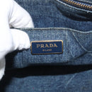 PRADA Canapa PM Hand Bag Denim Blue Gold Auth bs34435-15