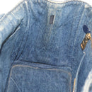 PRADA Canapa PM Hand Bag Denim Blue Gold Auth bs34435-18