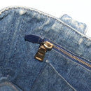 PRADA Canapa PM Hand Bag Denim Blue Gold Auth bs34435-19