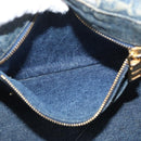 PRADA Canapa PM Hand Bag Denim Blue Gold Auth bs34435-20