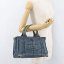 PRADA Canapa PM Hand Bag Denim Blue Gold Auth bs34435-22