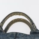 PRADA Canapa PM Hand Bag Denim Blue Gold Auth bs34435-8