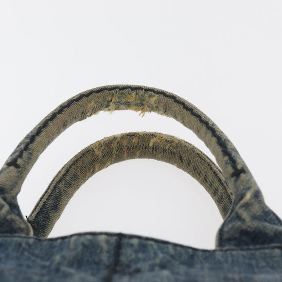 PRADA Canapa PM Hand Bag Denim Blue Gold Auth bs34435